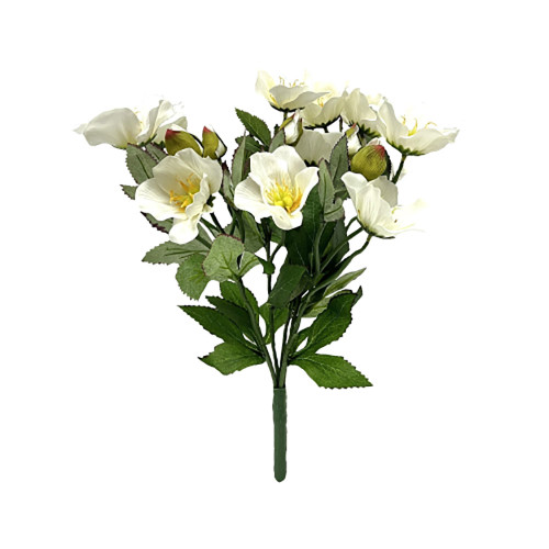 Faux Silk Helleborus Christmas Rose Flower Bush