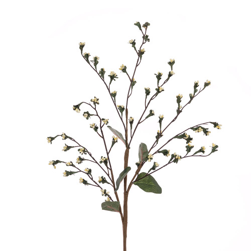 Artificial Gypsum Berry and Faux Silk Leaf Spray Cream