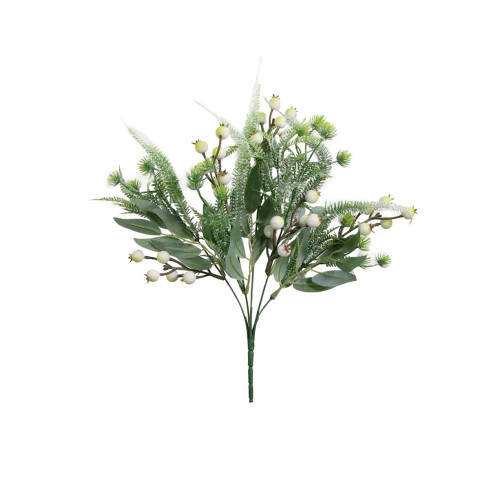 Artificial White Berry Frosted Pine and Green Eucalyptus Bunch