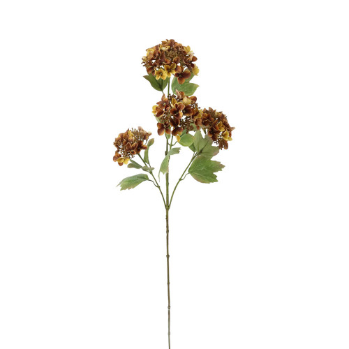 Faux Silk Rustic Hydrangea Flower Yellow Brown
