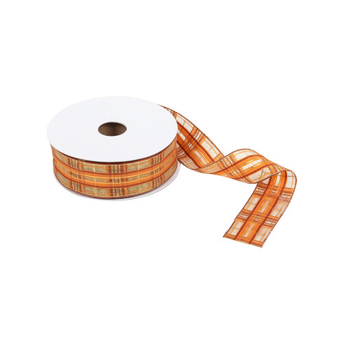 Ribbon Autumn Orange and Gold Tartan Design