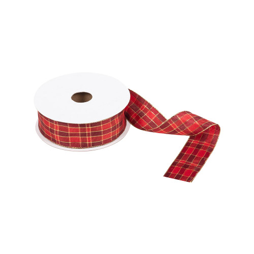 Ribbon Autumn Red and Gold Tartan Design