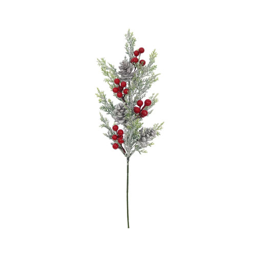 Frosted Artificial Pine Foliage, Cone and Red Berry Spray Frosted Artificial Pine Foliage, Cone and Red Berry Spray