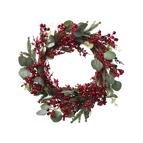 Artificial Eucalyptus and Red Berry Winter Wreath