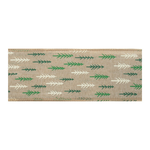 Ribbon 25m x 63mm Green White Nordic Tree Design