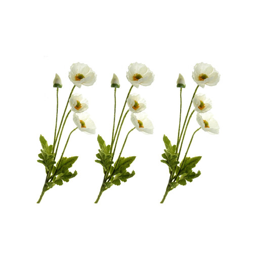 Faux Silk Poppy Sprays white group