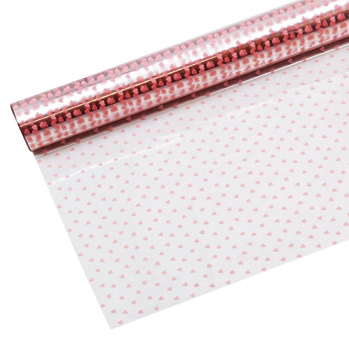 Clear Cello Wrap with Pink Mini Hearts