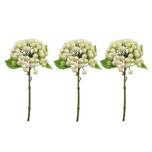 Artificial Berry Stems Cream Green