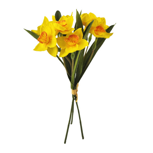 Hand Tied Faux Silk Artificial Yellow Narcissus Flower Bunch
