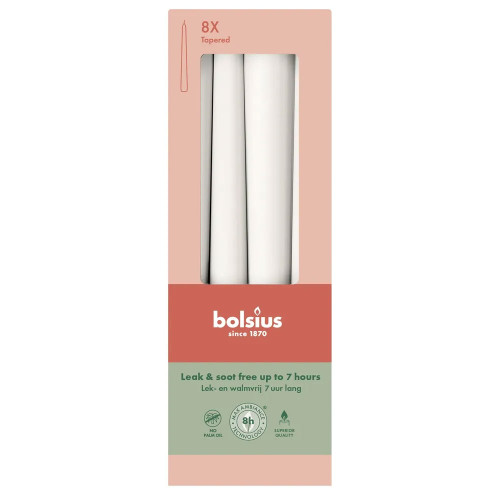 Bolsius Taper Dinner Candles White