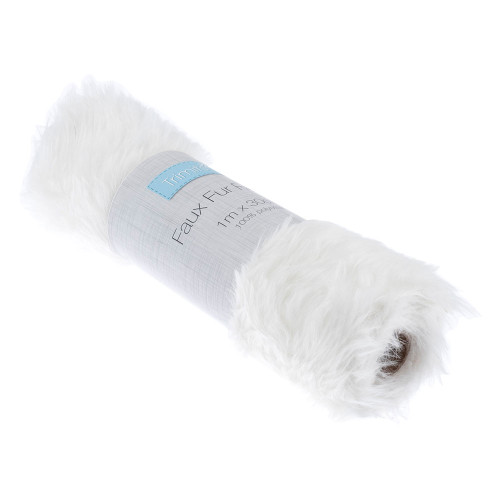 Faux Fur Fabric Roll White