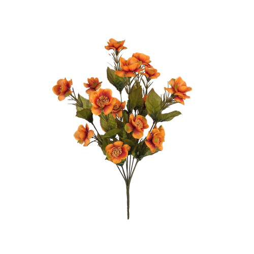 Autumn Quince Faux Silk Flower & Leaf Bush Orange