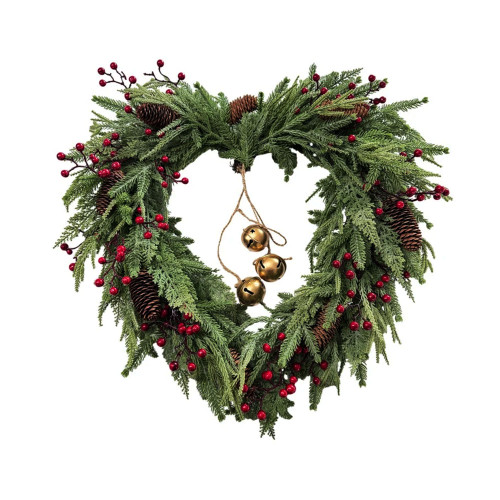 Heart-Shaped Artificial Pine Christmas Wreath