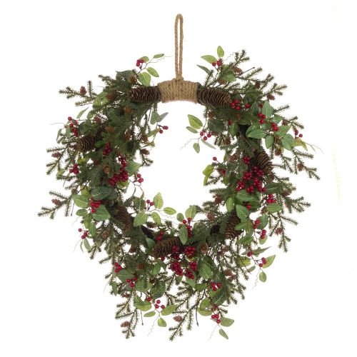 Natural Twig Eucalyptus, Pine and Holly Berry Winter Wreath