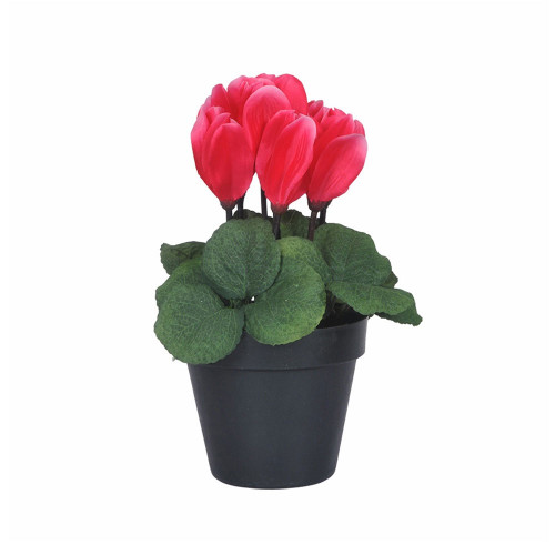 Faux Silk Red Magnolia Flower Bush in a Pot