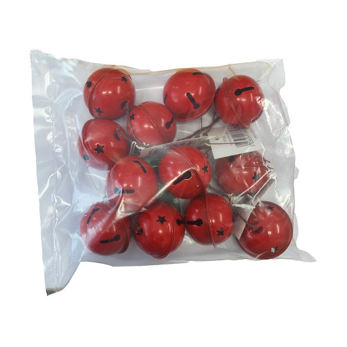 Pack of 12 Red Metal Christmas Sleighbells on Wires