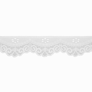 Stretch Lace Trim 35mm/1.4 Inch Wide x 5m/16ft White