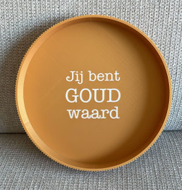 Dienblad met tekst