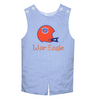 Helmet Applique Shortall-Navy/Orange Gingham