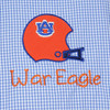 Helmet Applique Shortall-Navy/Orange Gingham