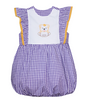 Embroidery Girl Bubble- Purple/Gold Gingham
