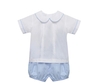 Madison Boy Short Set-Blue Micro Gingham