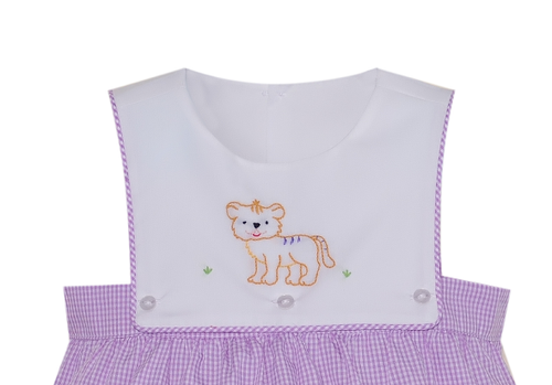 Embroidery Boy Bubble - Purple Gingham 