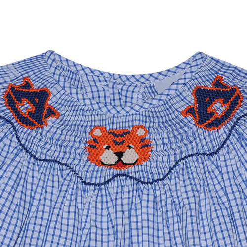  Navy/Orange Smocked Girl Bubble