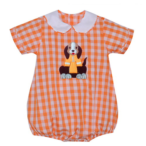 Orange/White Boy Bubble with Applique