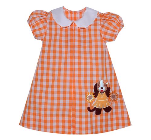 Orange/White Dress with Applique