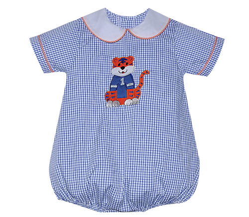 Navy/Orange Boy Bubble with Applique