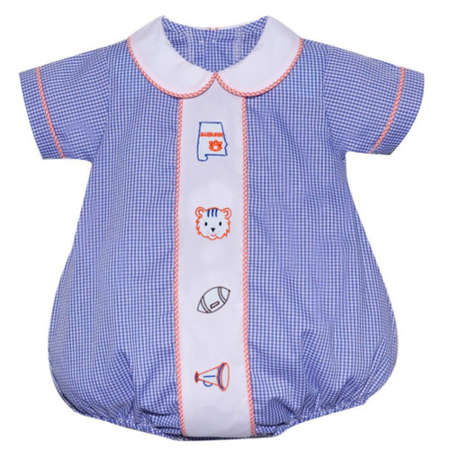 Embroidery Boy Bubble -  Blue Gingham