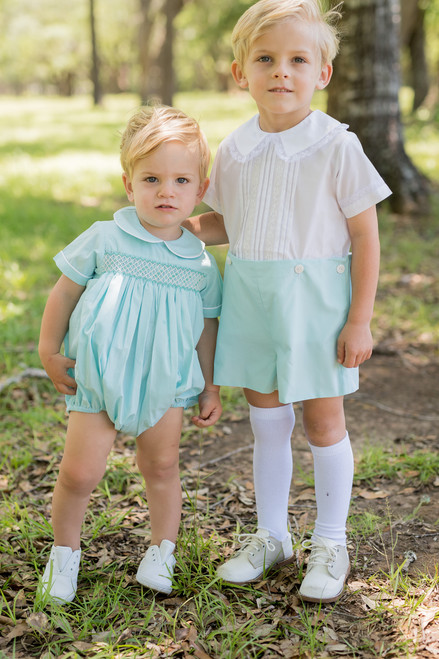 Blair Boy Bubble Aqua w/ Aqua Smocked 