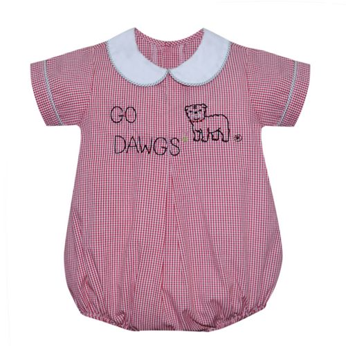 Embroidery Go Dawgs ® Boy Bubble- Red Gingham