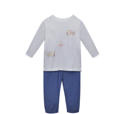Beau Boy Pant Set-Construction Vehicle