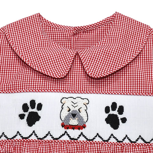 Bulldog Red/Black Smocked Boy Bubble