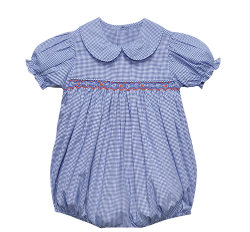 Tiger Navy/Orange Smocked Boy Bubble
