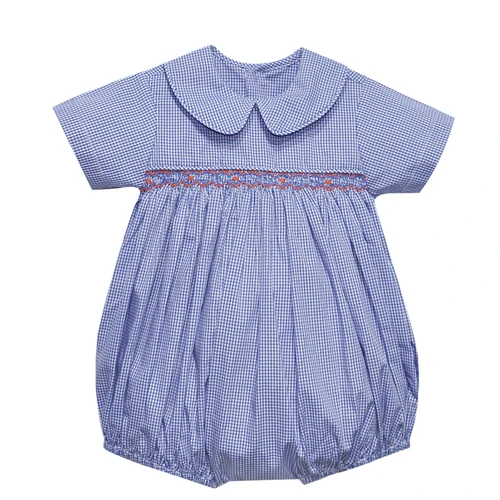 Tiger Navy/Orange Smocked Boy Bubble
