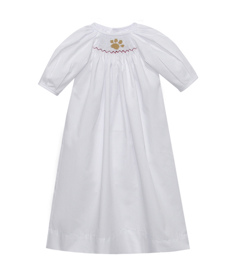 Bulldog Smocked Maroon/Gray Daygown