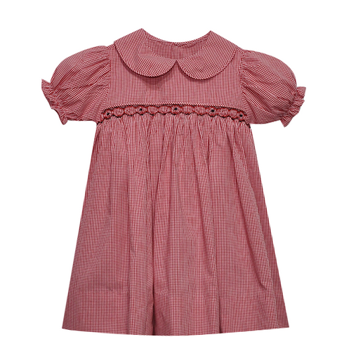 Bulldog Red/Black Smocked Dress