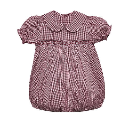 Bulldog Maroon/Gray Smocked Boy Bubble