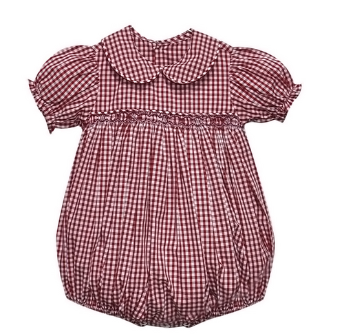 Elephant Crimson/Gray Smocked Bubble