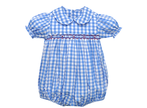 Rebel Red/Blue Smocked Girl Bubble