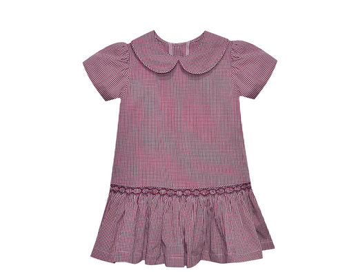 Bulldog Maroon/Gray Smocked Dress
