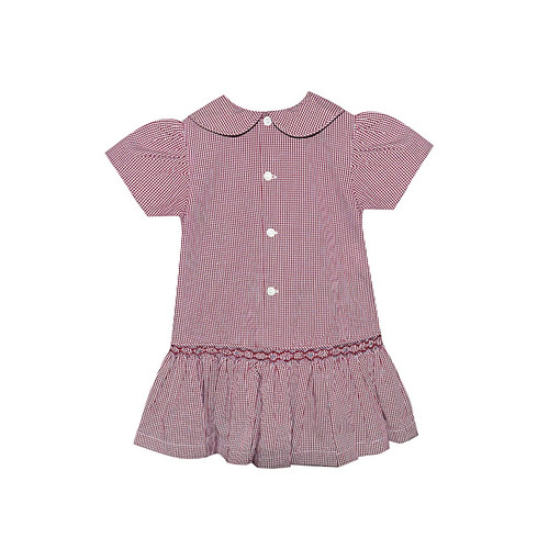 Bulldog Maroon/Gray Smocked Dress
