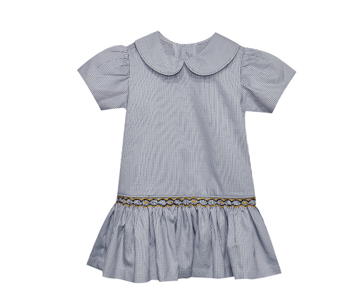 Fleur de Lis Black/Gold Smocked Dress