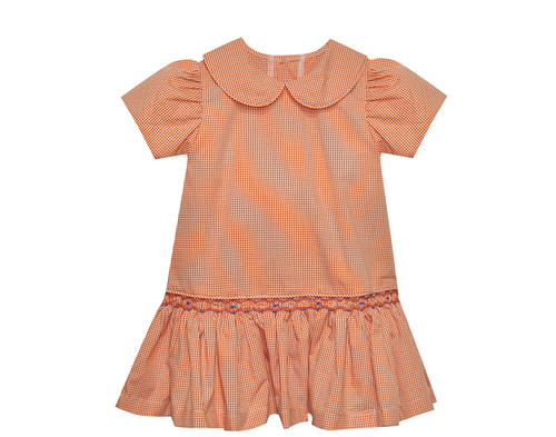 Tiger Orange/Purple Smocked Dress
