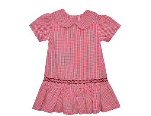 Bulldog Red/Black Smocked Dress