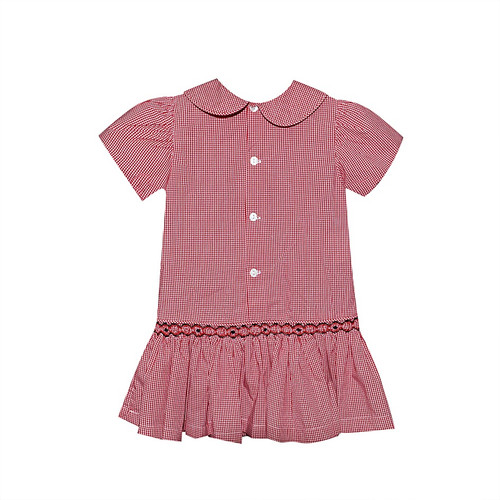 Bulldog Red/Black Smocked Dress
