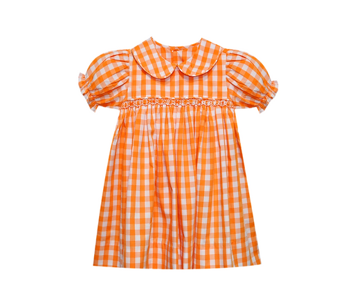 Hound Dog Orange/White Smocked Dress